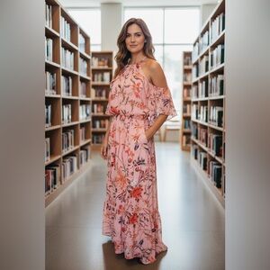 Belle Sky Pink Floral Maxi Dress